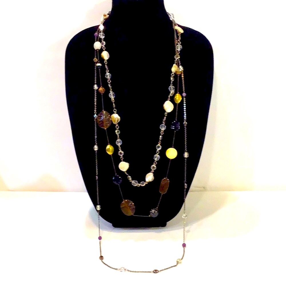 Three long & super long necklaces, each different, all in good condition.